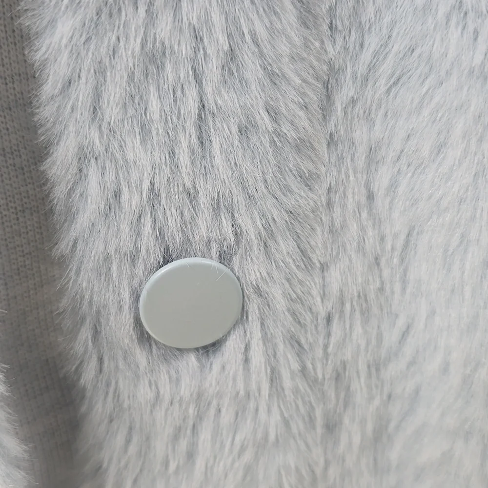 Banana Republic Light Blue Faux-Sherpa Button Jacket